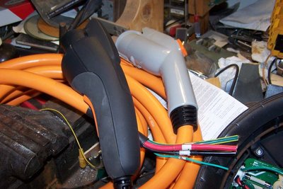 Better cord from TusconEV, also expensive, but lookie that fat, straight wire!