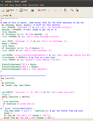 perl in gedit