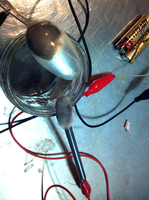 after electroplating  (1.5v from one of the AA batteries)