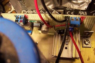The board - this one didn't have or need solderable pads, just perf is fine, this is low-grade kinda stuff.  Only needs to be reliable.