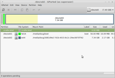 After expanding to the full SD card size as seen on linux on the NUC.