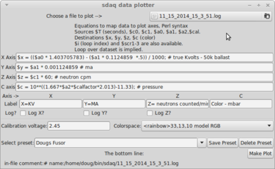 The actual program settings for the plot for "raw"
