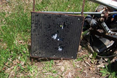 Old front of final deflector.  You can guess where we usually staple the targets.