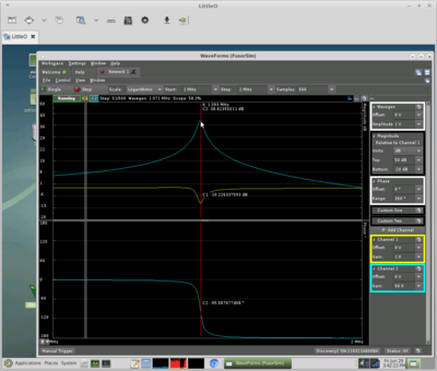 Running Waveforms on a series tuned circuit that looks like the fusor with a series L and no ions.