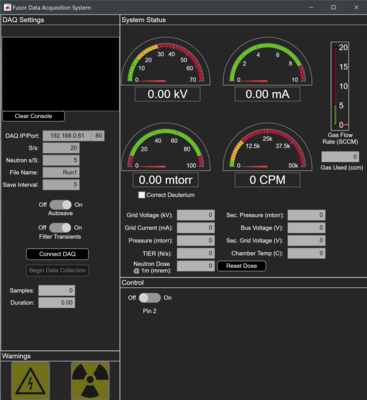 The DAQ GUI, still very much a work in progress