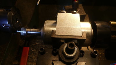 Toolpost grinder using an upgrade kit from a cnc wood carver and a little adapter I made.