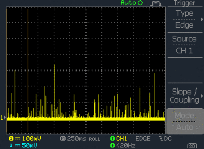 Response with a very hot gamma/beta source sitting on the tube.