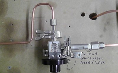 Needle valve on the fill side