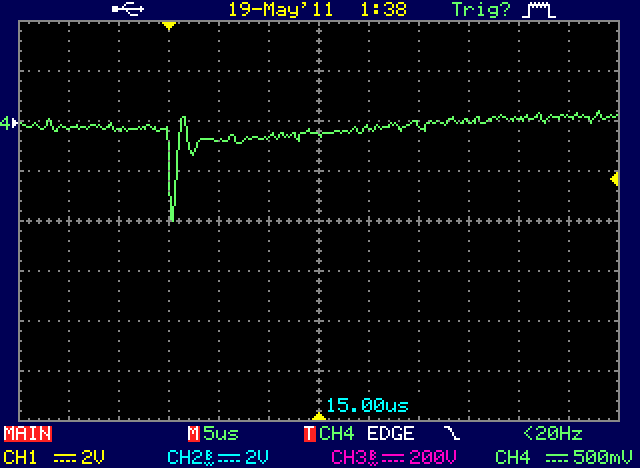 Cosmic ray hit w/o shield can